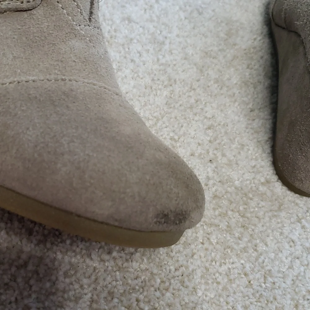 Tom's Kala suede wedge bootie Desert‎ Taupe lace-up